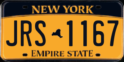 NY license plate JRS1167