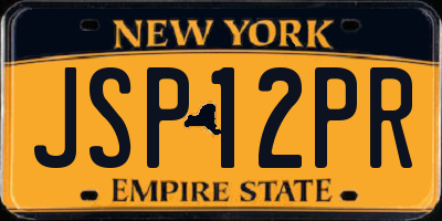 NY license plate JSP12PR