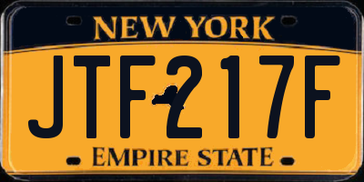 NY license plate JTF217F