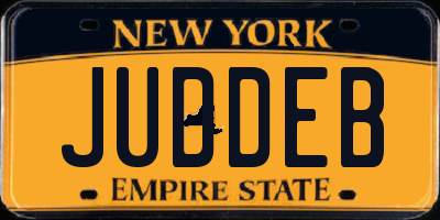 NY license plate JUDDEB