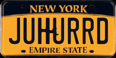 NY license plate JUHURRD