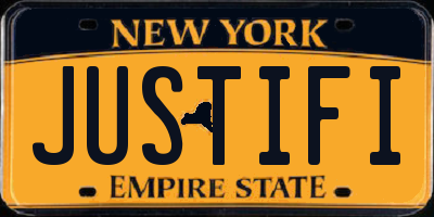 NY license plate JUSTIFI