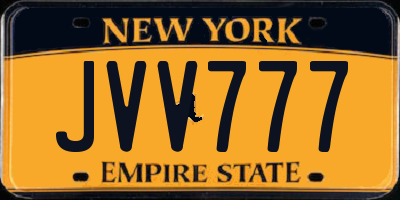 NY license plate JVV777