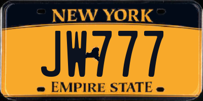 NY license plate JW777