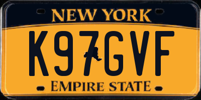 NY license plate K97GVF