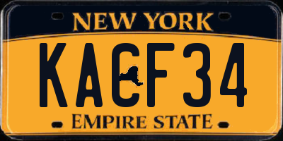 NY license plate KACF34