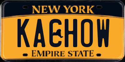 NY license plate KACHOW