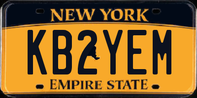 NY license plate KB2YEM