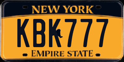 NY license plate KBK777