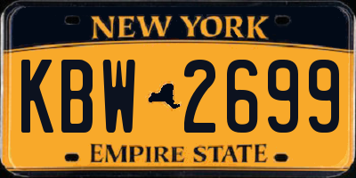 NY license plate KBW2699