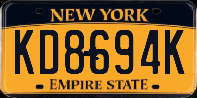 NY license plate KD8694K