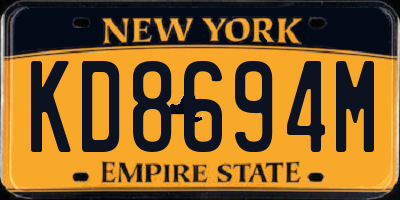 NY license plate KD8694M