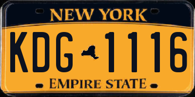 NY license plate KDG1116