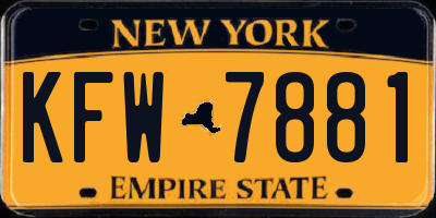 NY license plate KFW7881