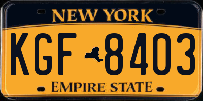 NY license plate KGF8403