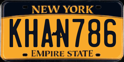 NY license plate KHAN786