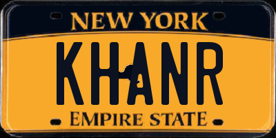 NY license plate KHANR