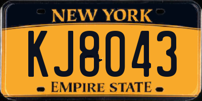 NY license plate KJ8043