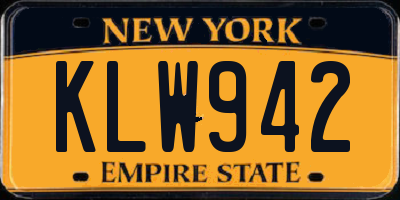 NY license plate KLW942