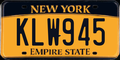 NY license plate KLW945