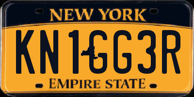 NY license plate KN1GG3R