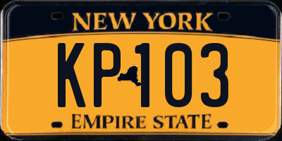 NY license plate KP103