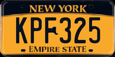 NY license plate KPF325