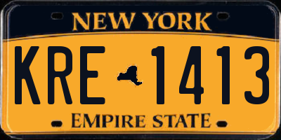 NY license plate KRE1413