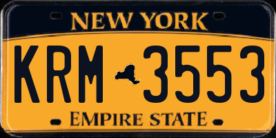 NY license plate KRM3553