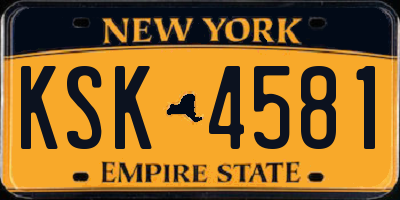 NY license plate KSK4581