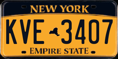 NY license plate KVE3407