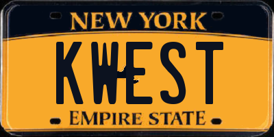 NY license plate KWEST