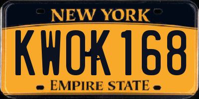NY license plate KWOK168