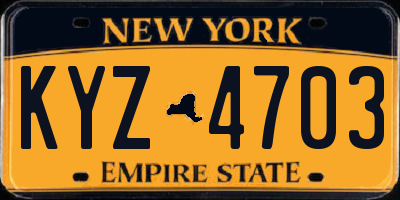 NY license plate KYZ4703