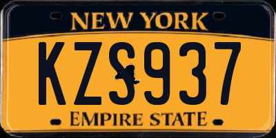 NY license plate KZS937