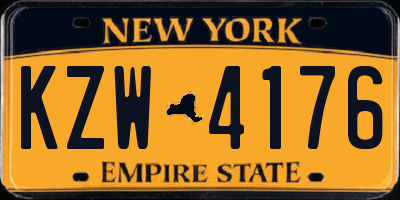 NY license plate KZW4176