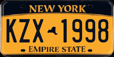 NY license plate KZX1998