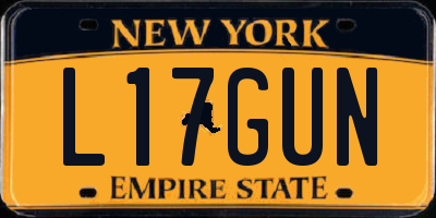 NY license plate L17GUN