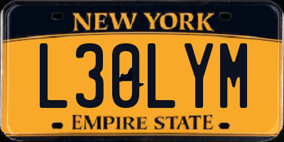 NY license plate L30LYM