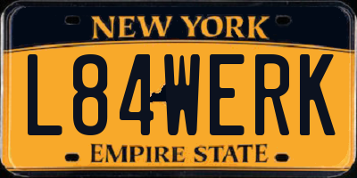 NY license plate L84WERK