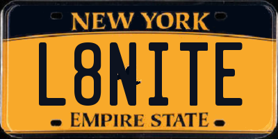 NY license plate L8NITE