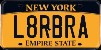 NY license plate L8RBRA