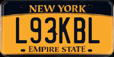 NY license plate L93KBL