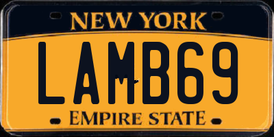 NY license plate LAMB69