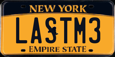 NY license plate LASTM3