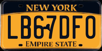 NY license plate LB67DF0