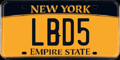 NY license plate LBD5