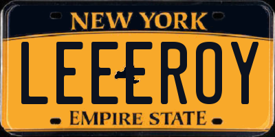 NY license plate LEEEROY