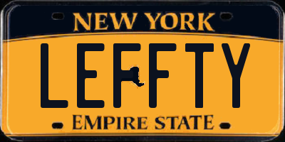 NY license plate LEFFTY