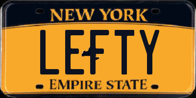 NY license plate LEFTY